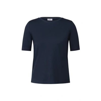 Abbildung von CECIL Damen 3225993 Basic Rundhals T Shirt, Urban Navy Blue, L