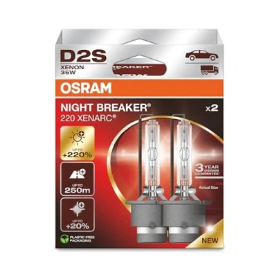 Abbildung von OSRAM XENARC NIGHT BREAKER 220, D2S, +220% mehr Helligkeit, Xenon Scheinwerferlampe, 66240XN2 2HB, Faltschachtel (2 Lampen)