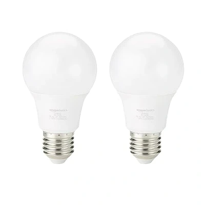 Abbildung von Amazon Basics LED Leuchtmittel mit E27 Edisongewinde, 8 W (entspricht 60 W), Warmweiß, Nicht Dimmbar (2 Stück)