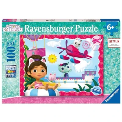 Abbildung von Ravensburger Kinderpuzzle 12001053 Katzenabenteuer! 100 Teile XXL Gabby&#039;s Dollhouse Puzzle für Kinder ab 6 Jahren, Geschenke
