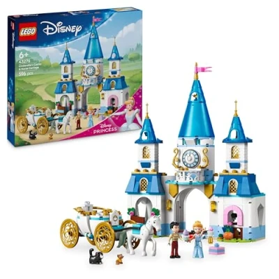 Abbildung von LEGO ǀ Disney Princess Cinderellas Schloss und Pferdekutsche, Set für Mädchen ab 6 Jahren, Fantasy Spielzeug mit Prinzessin Cinderella Märchenprinz Mini Puppen, Geschenkidee Fans 43275