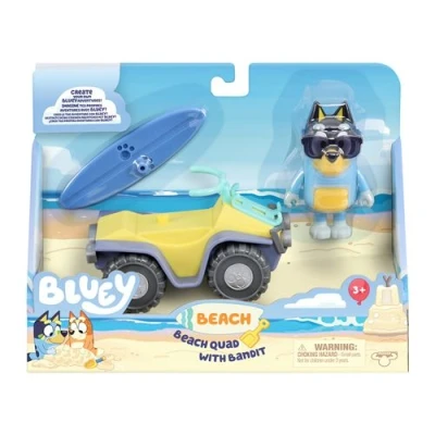 Abbildung von BlueY: Fahrzeug und Figurenset „Strand Quad mit Bandit“ Bandit (7,6 cm) Surfbrett Zubehör