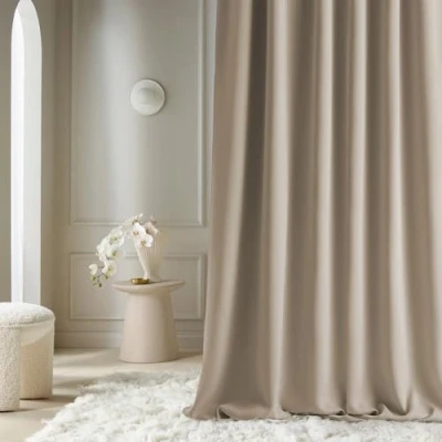 Abbildung von ROOM99 Vorhang mit Kräuselband Aura 140 x 230 cm Breite Höhe Verdunkelung Schiebegardinen Deko Modern Curtain Gardine Wohnzimmer Schlafzimmer Beige, 1 Stück