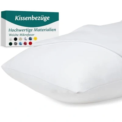Abbildung von Kissenbezug 50x80 Mikrofaser Premium 2er Set Kissenhülle Deko für Kissen Bett/Sofa Stoff Superweicher Resistent Hypoallergen Anti Milben Atmungsaktiv Kopfkissenbezug mit Verdecktem Zip Voll Waschbar