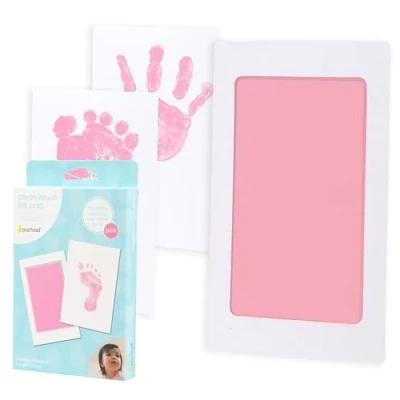 Abbildung von Pearhead Newborn Baby Handprint or Footprint “Clean Touch Ink Pad, 2 Uses, Pink