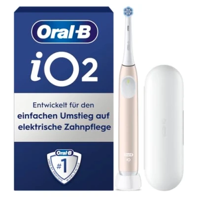 Abbildung von Oral B iO Series 2 Elektrische Zahnbürste/Electric Toothbrush, 1 Aufsteckbürste, 3 Putzmodi für Zahnpflege, Magnet Technologie, Reise Etui, Designed by Braun, Calm Pink