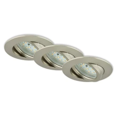 Abbildung von Briloner Leuchten 7209 032 LED Einbauleuchten 3er Set, Einbaustrahler schwenkbar, 230V, kein Trafo notwendig, Einbaulaulampe 5W, warm weiß, flache Einbautiefe 3cm, energiesparend, rund, matt nickel