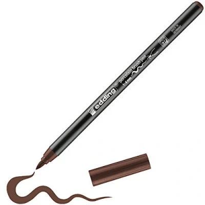 Abbildung von edding 4200 Porzellanpinselstift braun 1 Stift Pinselspitze 4 mm Filzstift zum Beschriften u. Dekorieren von Keramik, Porzellan spülmaschinenfest, lichtechte Tinte, schnell trocknend