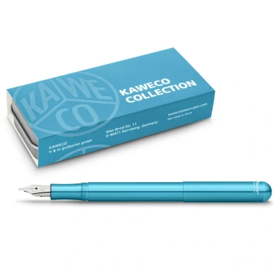 Abbildung von Kaweco COLLECTION Füllfederhalter Liliput Blue I Exklusiver Füllhalter aus Aluminium für Tintenpatronen mit Stahlfeder 12,4 cm Federbreite: EF (Extra Fein)