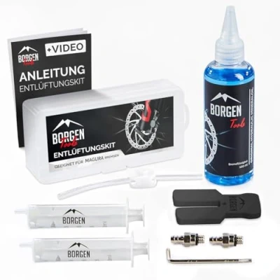 Abbildung von Borgen Entlüftungskit für Magura hydraulische Scheibenbremsen I Fahrrad Bremsen Service Kit Entlüftungsset mit Schritt Anleitung das perfekte entlüften der Fahrradbremse