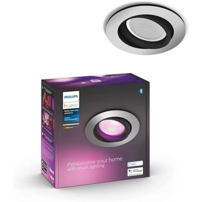 Abbildung von Philips Hue White &amp; Color Ambiance Einbauspot Centura rund aluminium 230lm, dimmbar, 16 Mio. Farben, steuerbar via App, kompatibel mit Amazon Alexa (Echo, Echo Dot)