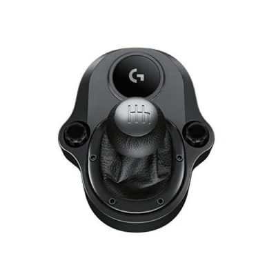 Abbildung von Logitech G Driving Force Schalthebel, 6 Gänge mit H Schema, Schaltknauf aus Echtleder &amp; Stahl, Integrierte Befestigungsklammern, Kompatibel Rennlenkrädern G29, G920 G923 Schwarz