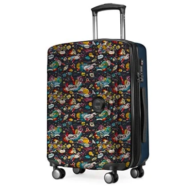Abbildung von HAUPTSTADTKOFFER Mitte Handgepäck, 2,9 kg kinderleicht, TSA, Hartschalenkoffer, Trolley 4. Rollen, Handgepäck 55 cm, 42 Liter, Motiv Koffer, SPACE Dunkelblau