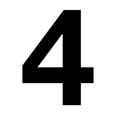 Abbildung von Zahlen Aufkleber Nr. 4 in schwarz I Höhe 10 cm selbstklebende Haus Nummer, Ziffer zum Aufkleben für Außen, Briefkasten, Tür wetterfest kfz_673_4