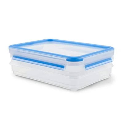 Abbildung von Emsa 513576 Clip &amp; Close Aufschnittbox System mit Deckel 2 X 0,6 L Rechteckig Clipbox 100% Dicht Transparent/Blau