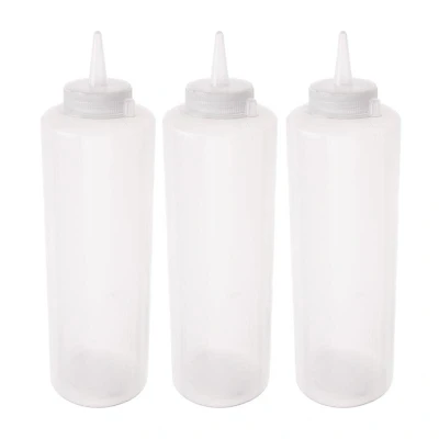 Abbildung von HENDI Quetschflaschen 3er 0,7 l Ø 7 x 24 cm transparent PP PET Kunststoff groß, Gastro Spenderflaschen Saucen Soßen
