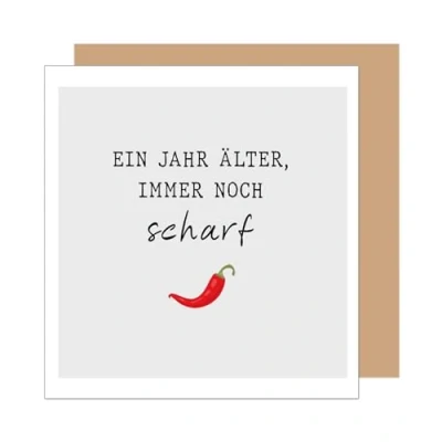 Abbildung von Edition Seidel Premium quadratische Geburtstagskarte mit Umschlag. Glückwunschkarte Billet Karte Spruch für Mann Frau Freund Freundin Chilli scharf lustig Humor (GQ418 SW025)