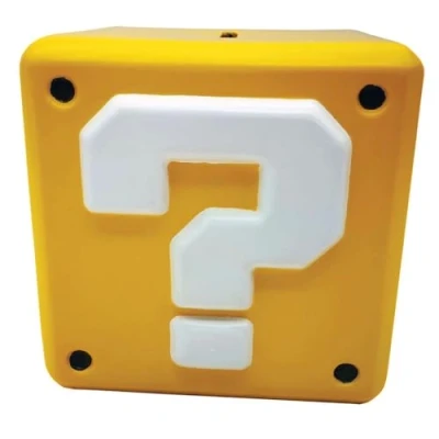 Abbildung von Super Mario Spardose (Fragezeichen Block Design), gelbe Mystery Münzbox, Geschenk, H12,3 x B15 L15 cm Sparschwein offizielles Merchandise