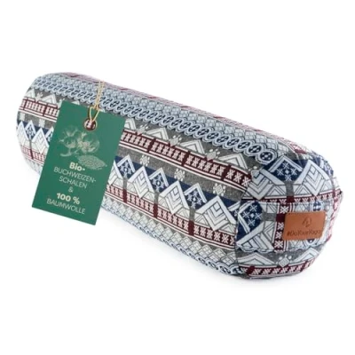 Abbildung von #DoYourYoga Zylinder Yogabolster mit Bio Buchweizenspelz (KBA), 68cm x 22cm, waschbarer Bezug aus Baumwolle &amp; Polyester, Yogakissen Meditations , Sitz Zafukissen für Yin Yoga Style 19