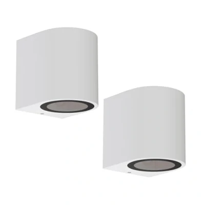 Abbildung von ledscom.de 2 Stück Wandleuchte ALSE für außen, IP54, Downlight, weiß matt, rund, 1x GU10 max. 35W