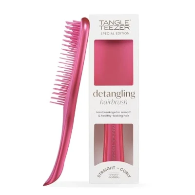 Abbildung von Tangle Teezer Ultimate Detangler Haarbürste, Nasses und Trockenes Haar, Entwirrungsbürste für Alle Haartypen, Zwei Stufen Borsten Reduzieren Haarbruch Knoten, Afterparty Pink mit Chrom Finish