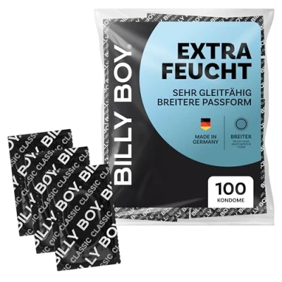 Abbildung von BILLY BOY Kondome Extra Feucht 100er 56 mm BREITER mit mehr Gleitfilm &amp; angenehmen Duft (1x100 Stück)