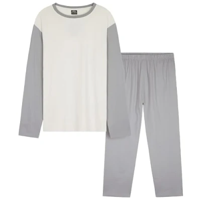 Abbildung von CityComfort Warme Schlafanzug Herren Lang, 2 Teiliges Pyjama Set Geschenke für Teenager (Grau, M)