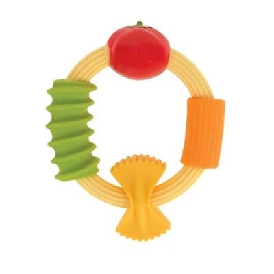Abbildung von Nuby Pasta Ringbeißring — weiches Silikon, mehrfach strukturierte Oberfläche, leicht zu greifen, erleichtert das Zahnen von Babys ab 3 Monaten