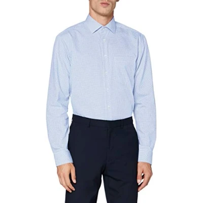 Abbildung von Seidensticker Herren Business Hemd Regular Fit Bügelfrei Kent Kragen Langarm 100% Baumwolle