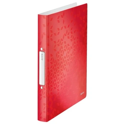 Abbildung von Leitz WOW A4 Ringbuch, Hochwertige 2 Rund Ring Mechanik für bis zu 190 Blatt, 32 mm Rückenbreite, Mit Rückenschild, Passend Prospekthüllen und Register, Aus robustem Polypropylen, Rot, 42570026