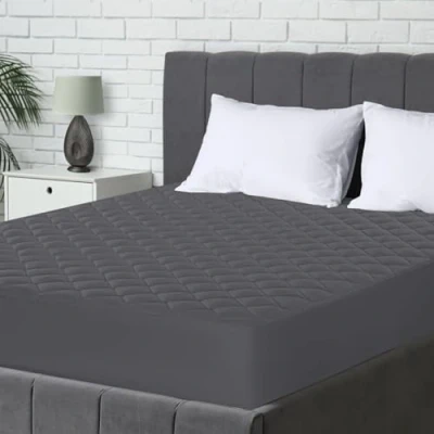 Abbildung von Utopia Bedding Gesteppter Matratzenschoner 90 x 200 cm, Spannmatratzenauflage, Tiefe Tasche Matratzenbezug dehnt Sich bis zu 30 cm (Grau)