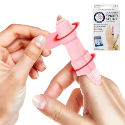 Abbildung von Dr. Arthritis Von Ärzten Entworfen Fingerbandage, Fingerschiene Kleiner Finger/Mittelfinger/Zeigefinger Fingerschutz bei Verletzung mit Klammern &amp; Schienen [Rosa, S/M, Einheitsgröße]