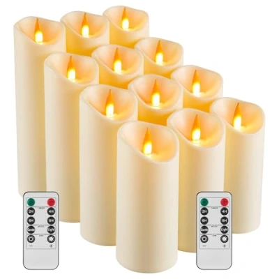 Abbildung von Da by LED Kerzen, Batteriekerzen, die im Freien verwendet werden können. Eine Kerzenlampe aus Kunststoff wie Paraffin. 12pcs