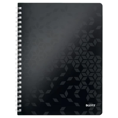Abbildung von Leitz WOW Collegeblock in A4 Format mit 80 Blatt, Kariert, Elfenbeinfarbiges Papier (80 g/m2), Spiralbindung, Schwarz, WOW, 46380095