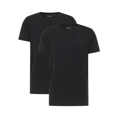 Abbildung von Mustang Herren T Shirt Allen 2er Pack Regular Fit S 3XL Weiss Schwarz Stretch, Größe:M, Farbe:Black 4142