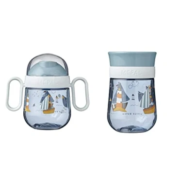 Abbildung von Mepal Mio Set 360 Baby Trinklernbecher ab 6 Monate auslaufsicher Spülmaschinengeeignet &amp; BPA frei Sailors Bay