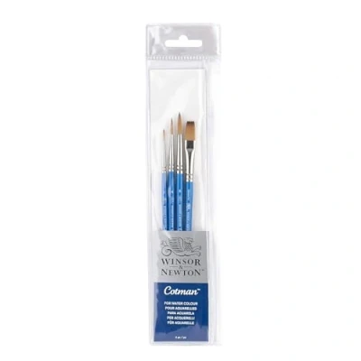 Abbildung von Winsor &amp; Newton 5390604 Cotman Aquarell Synthetikhaar Pinsel mit exzellenter Sprungkraft, Farbtragekraft und Punktgenauigkeit 4 Pinset Set, kurzer Stiel