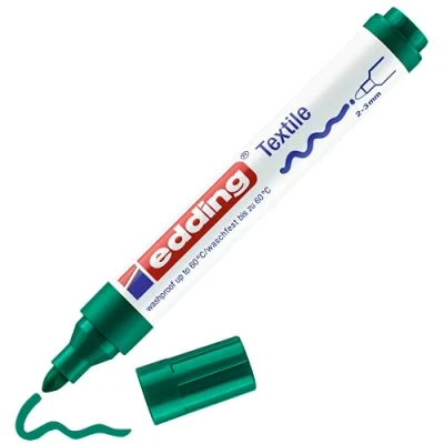 Abbildung von edding 4500 Textilmarker grün 1 Stift Rundspitze 2 3 mm Textilstifte waschmaschinenfest (60 C) zum Stoff bemalen Stoffmalstift