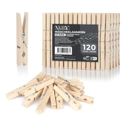 Abbildung von Vaily Wäscheklammern aus Holz Holzklammern für Wäscheständer, Wäscheleine, Basteln und Dekoration 120 Stück
