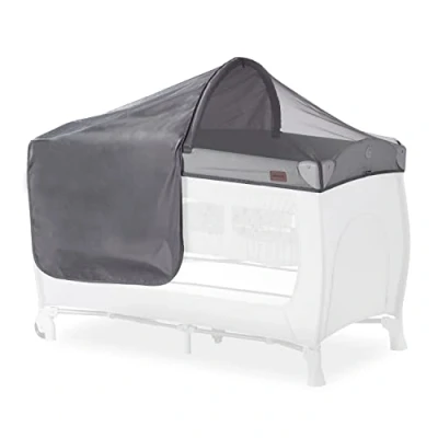 Abbildung von hauck Sonnenschutz &amp; Moskitonetz für Reisebetten Travel Bed Canopy mit UV Schutz 50+, Luftdurchlässiger Netzstoff, Einfach zu Befestigen mti Gummizug und Klettverschlüssen, Faltbar (Grey)