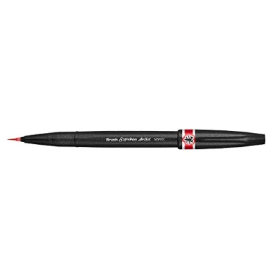Abbildung von Pentel SESF30C BX Brush Sign Pen Artist Pinselstift mit extra feiner Pinsel Spitze, 1 Stück rot