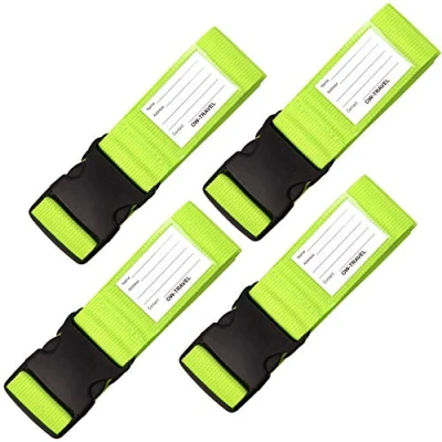 Abbildung von OW Travel Kofferband Gurt Schwerlast Personalisierter Koffergurt mit Adressschild. Luggage Strap Gepäckgurt Koffer Kofferbänder Koffergurte Farbig 4 Stück Grün