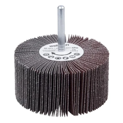 Abbildung von wolfcraft Fächerschleifer I 2034000 Körnung 80 ø80x40 mm Schleifaufsatz für Bohrmaschinen Holz, Metall und Farbe Polierzubehör