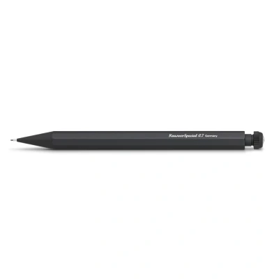 Abbildung von Kaweco SPECIAL Druckbleistift 0.7 I Minenbleistift aus hochwertigem Aluminium in oktogonalem Acht Kant Format Druckminenbleistift 14 cm Druck Bleistift nachf?llbar Schwarz mit Radiergummi