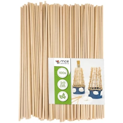 Abbildung von MCE Commerce A5020100 Holzstäbe rund aus Buche natur, Ø 3 mm Länge 20 cm, 100 Stück, Zum Basteln, Modellbau, DIY Handwerk, Buchenholz, x cm