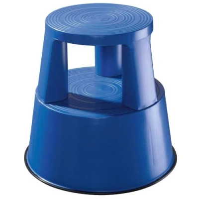 Abbildung von Wedo Rollhocker Step aus Kunststoff, bruchfest, rollbarer Tritthocker, TÜV geprüft, Made in Germany, Höhe 43 cm, Tragkraft 150 kg, blau