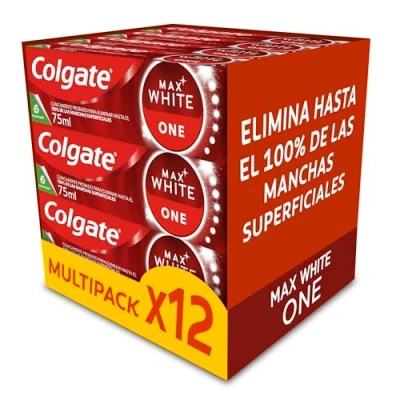 Abbildung von Colgate Max White One Zahnpasta, 12 x 75 ml, klinisch getestete Formel, entfernt bis zu 100% der oberflächlichen Flecken, 1 Ton weißere Zähne in Woche