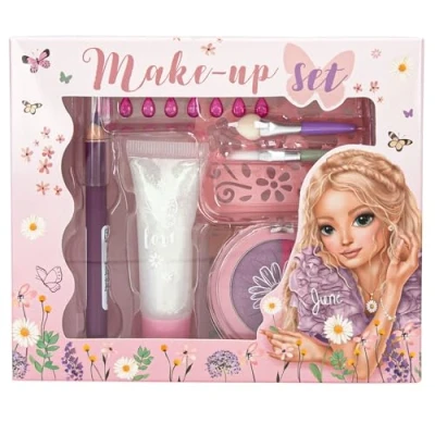 Abbildung von Depesche 13167 TOPModel Summer Feeling Schmink Set in Lila und Pink, mit Make Up Stift, Glitzergel, Dekosteinen uvm., inkl. Pinsel Applikator