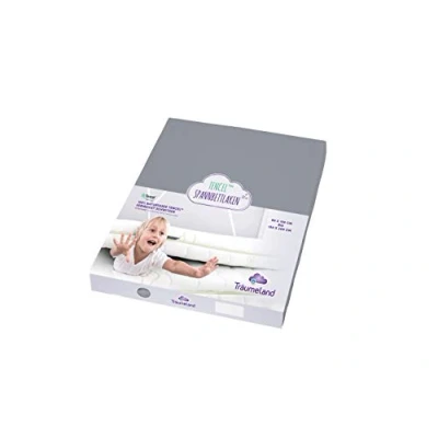 Abbildung von Träumeland TT04137 Spannbetttuch Tencel anthrazit, Größe 90 x 200 cm sorgt für ein besonders trockenes und gesundes Schlafklima hervorragende Spannkraft gute Dehnbarkeit., grau, g