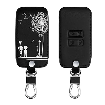 Abbildung von kwmobile Autoschlüssel Hülle kompatibel mit Renault 4 Tasten Smartkey (nur Keyless Go) Kunstleder Schutzhülle Schlüsselhülle Pusteblume Love Weiß Schwarz